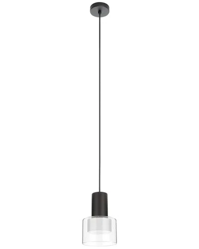 EGLO EGLO MOLINEROS 1 LIGHT MINI PENDANT WITH BLACK FINISH & WHITE INTERIOR & CLEAR OUTER GLASS SHADE