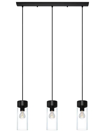 EGLO EGLO MONTEY 3 LIGHT LINEAR PENADANT WITH MATTE BLACK FINISH & CLEAR GLASS SHADES