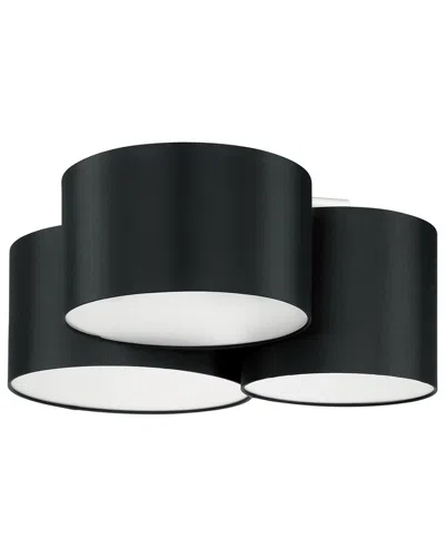 EGLO EGLO PASTORE 3 LIGHT CEILING LIGHT WITH BLACK FNISH & BLACK & WHITE FABRIC SHADES