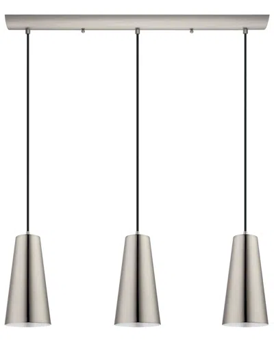 EGLO EGLO PRATELLA 3 LIGHT LINEAR PENDANT WITH MATTE NICKEL FINISH & MATTE NICKEL CONE SHAPED METAL SHADE