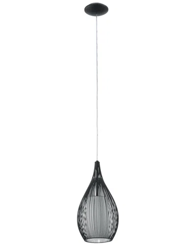 EGLO EGLO RAZONI 1 LIGHT PENDANT WITH BLACK FINISH & OPAL GLASS SHADE
