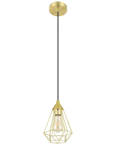 EGLO EGLO TARBES 1 LIGHT OPEN FRAME GEOMETRIC MINI PENDANT WITH BRUSHED BRASS FINISH & BLACK ACCCENTS