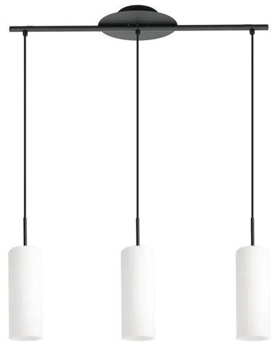EGLO EGLO TROY 3 3 LIGHT LINEAR PENDANT WITH STRUCTURED BLACK FINISH & OPAL GLASS SHADE