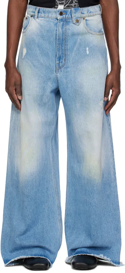 EGONLAB SSENSE EXCLUSIVE BLUE BAGGY JEANS
