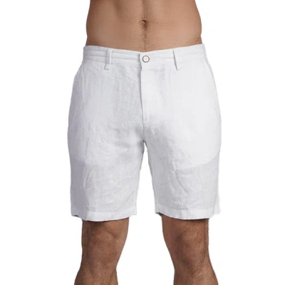 EIGHT X MEN'S 100% LINEN SLIM FIT SHORTS - WHITE