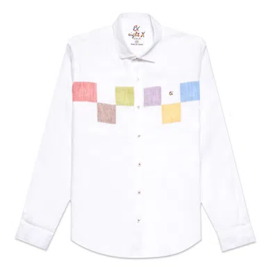 EIGHT X MEN'S MINOS BUTTON UP SHIRT - WHITE/MULTICOLOR