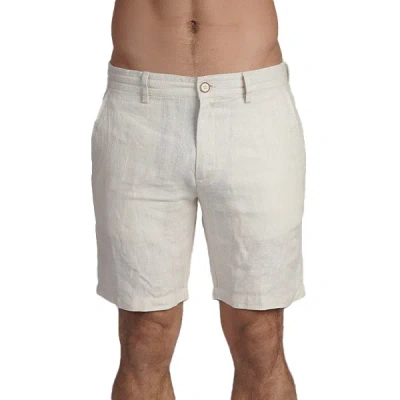 EIGHT X MEN'S NEUTRALS 100% LINEN SLIM FIT SHORTS - BEIGE