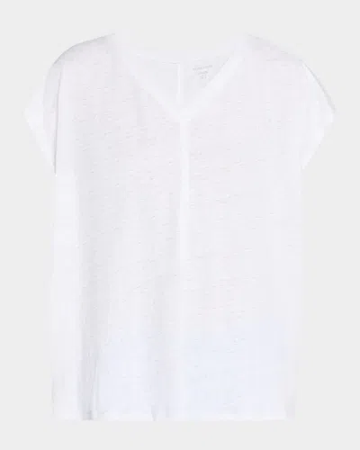 EILEEN FISHER BOXY V-NECK ORGANIC LINEN TEE