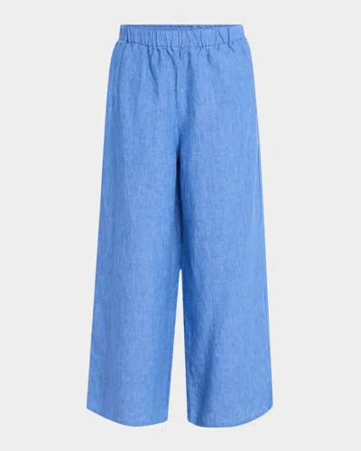 EILEEN FISHER CROPPED WIDE-LEG ORGANIC LINEN PANTS