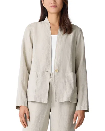 EILEEN FISHER LINEN HIGH COLLAR JACKET