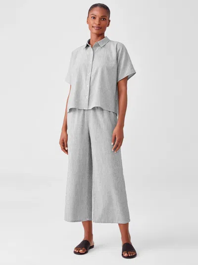 EILEEN FISHER ORGANIC COTTON LINEN TICKING STRIPE PANT