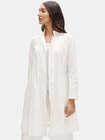 EILEEN FISHER ORGANIC COTTON STEEL STAND COLLAR COAT