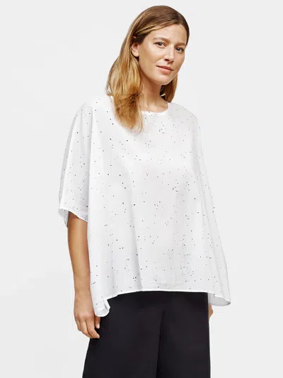 EILEEN FISHER ORGANIC COTTON VOILE SPLATTER PRINT BOX-TOP
