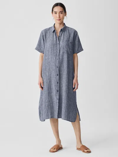 EILEEN FISHER PUCKERED ORGANIC LINEN SHIRTDRESS