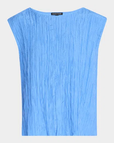 EILEEN FISHER SCOOP-NECK CRUSHED SILK TOP