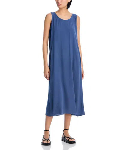 EILEEN FISHER SILK SCOOP NECK MIDI DRESS