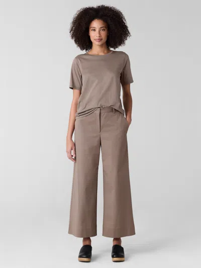 EILEEN FISHER STRETCH COTTON TWILL WIDE-LEG TROUSER PANT