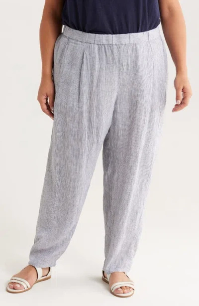 EILEEN FISHER EILEEN FISHER STRIPE ORGANIC LINEN LANTERN PANTS