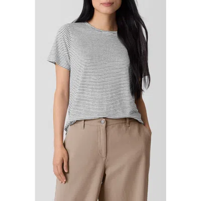 EILEEN FISHER EILEEN FISHER STRIPE ORGANIC LINEN T-SHIRT