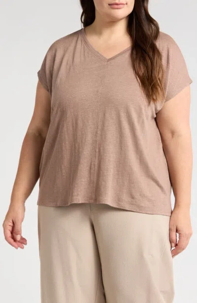EILEEN FISHER EILEEN FISHER V-NECK ORGANIC LINEN T-SHIRT