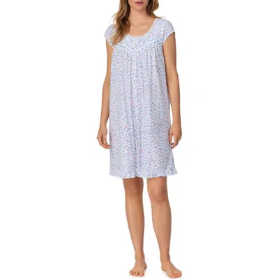 EILEEN WEST EILEEN WEST FLORAL CAP SLEEVE COTTON JERSEY NIGHTGOWN