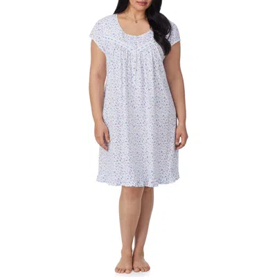 EILEEN WEST EILEEN WEST FLORAL CAP SLEEVE COTTON JERSEY SHORT NIGHTGOWN