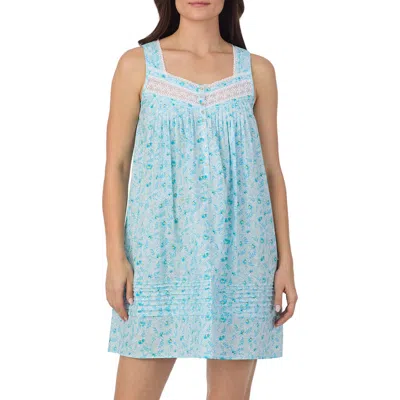 EILEEN WEST EILEEN WEST FLORAL PRINT SLEEVELESS COTTON LAWN CHEMISE