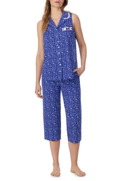 EILEEN WEST EILEEN WEST FLORAL SLEEVELESS CAPRI COTTON JERSEY PAJAMAS