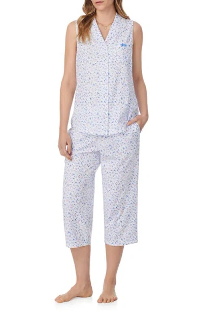 EILEEN WEST EILEEN WEST FLORAL SLEEVELESS CAPRI COTTON JERSEY PAJAMAS