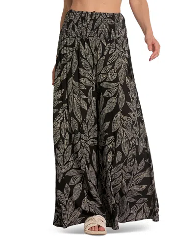 ELAN WOMEN'S MID-RISE WIDE-LEG PALAZZO PANTS