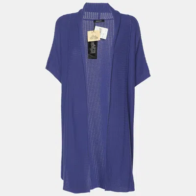 ELENA MIRO' BLUE KNIT CARDIGAN L