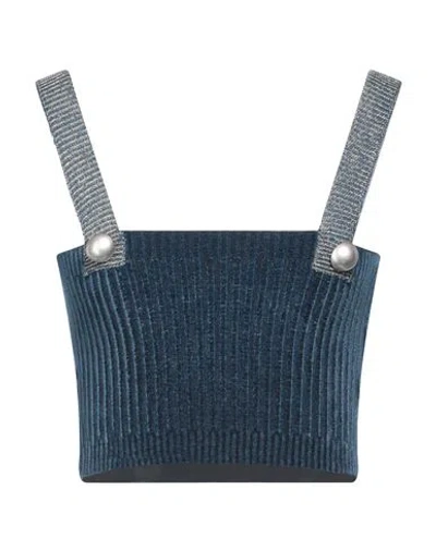 ELEONORA GOTTARDI ELEONORA GOTTARDI WOMAN TOP BLUE SIZE S VISCOSE, POLYAMIDE, ELASTANE