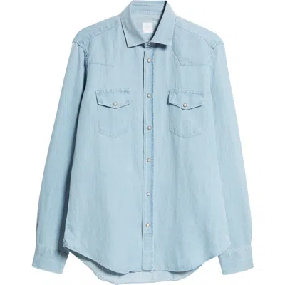 ELEVENTY ELEVENTY CHAMBRAY SNAP-UP WESTERN SHIRT