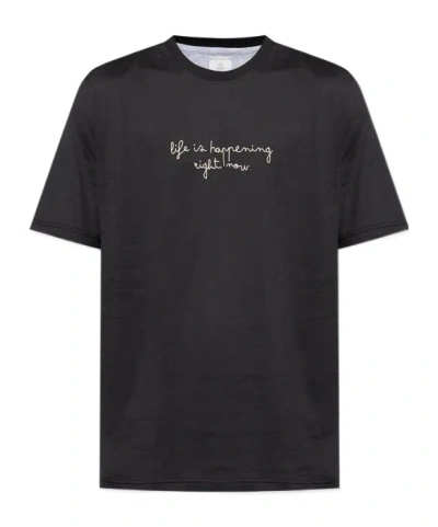 ELEVENTY SLOGAN-EMBROIDERY T-SHIRT