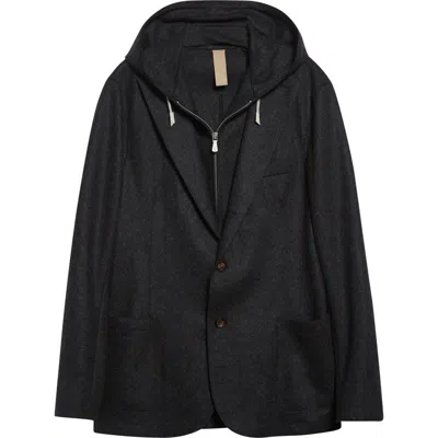 ELEVENTY ELEVENTY SINGLE BREASTED WOOL BLEND SPORT COAT WITH REMOVABLE HOODED BIB