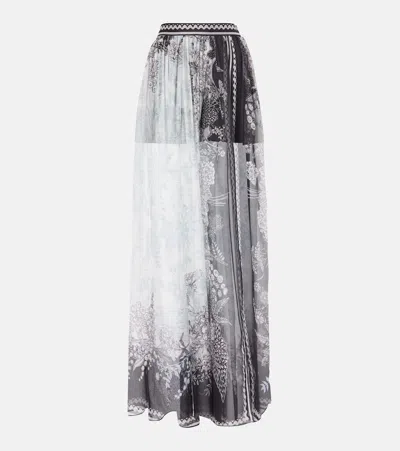 ELIE SAAB PRINTED SILK CHIFFON MAXI SKIRT