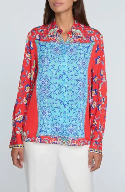 ELIE TAHARI ELIE TAHARI THE HAVEN ISLE OF CAPRI STRETCH SILK SHIRT