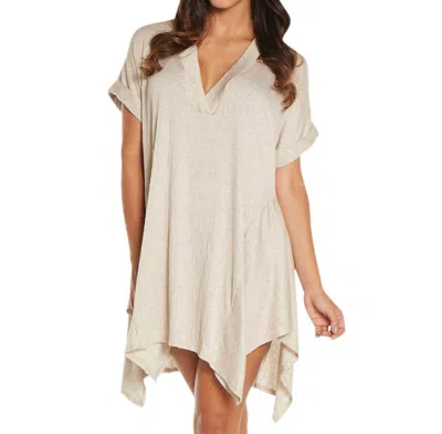 ELIF CORBEL V-NECK SHIRT DRESS IN TAUPE