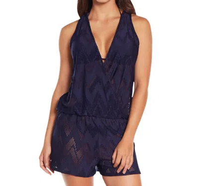 ELIF HERSIRE SURPLICE ROMPER IN NAVY