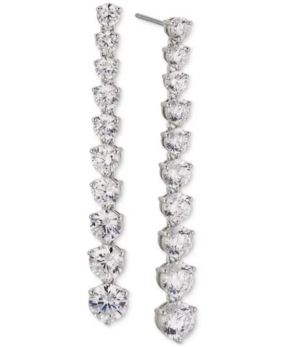 ELIOT DANORI SILVER-TONE CUBIC ZIRCONIA GRADUATED LINEAR DROP EARRINGS, CREATED FOR MACY'S