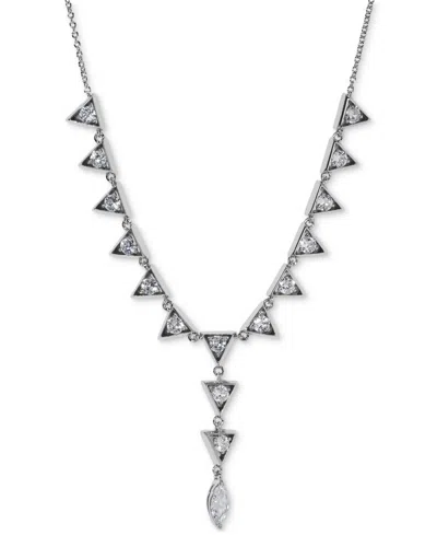 ELIOT DANORI SILVER-TONE CUBIC ZIRCONIA TRIANGLE LARIAT NECKLACE, 16" + 2" EXTENDER, EXCLUSIVELY AT MACY'S