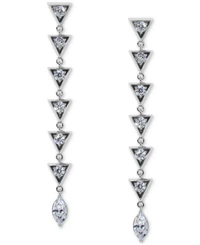 ELIOT DANORI SILVER-TONE CUBIC ZIRCONIA TRIANGLE LINEAR DROP EARRINGS, EXCLUSIVELY AT MACY'S