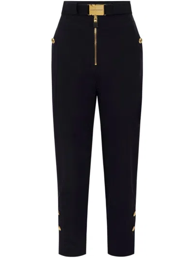 ELISABETTA FRANCHI BELTED VOILE STRAIGHT TROUSERS