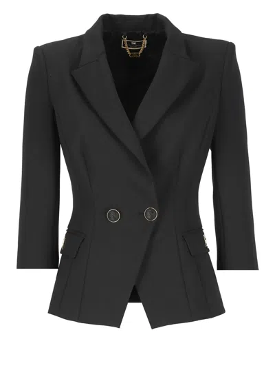 ELISABETTA FRANCHI BLACK DOUBLE-BREASTED JACKET