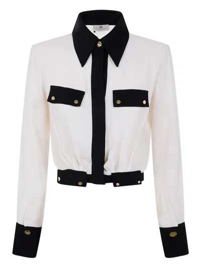 ELISABETTA FRANCHI CONTRAST-PANEL COLLARED SHIRT