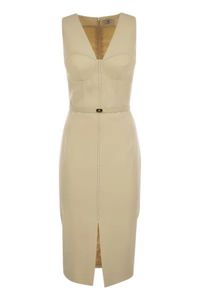 ELISABETTA FRANCHI ELISABETTA FRANCHI CREPE BUSTIER DRESS WITH CONTRASTING TOPSTITCHING