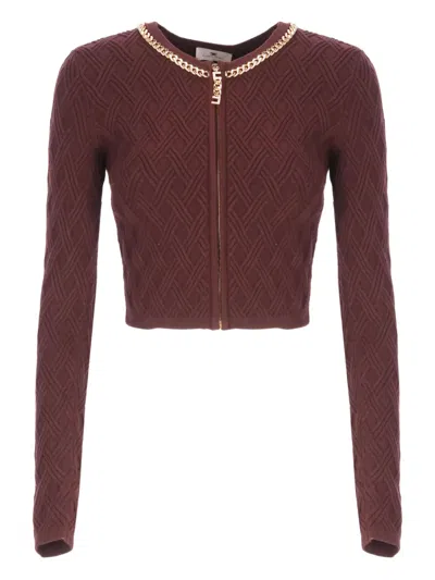 ELISABETTA FRANCHI CROPPED ZIP-UP SWEATER