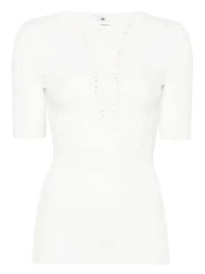 ELISABETTA FRANCHI CROSSOVER-LACE KNITTED TOP