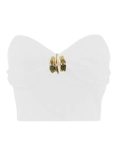 ELISABETTA FRANCHI FLUID CREPE TOP WITH JEWEL DECORATION
