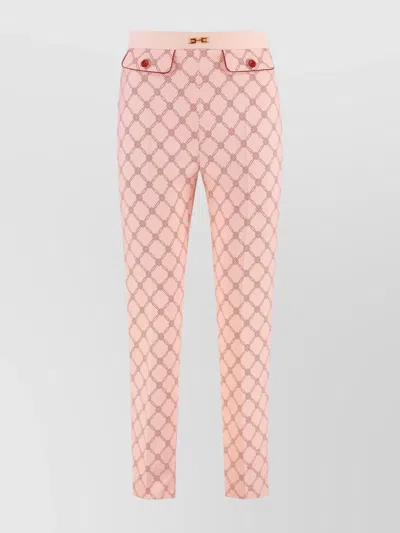 ELISABETTA FRANCHI GEOMETRIC PATTERN SLIM FIT TROUSERS